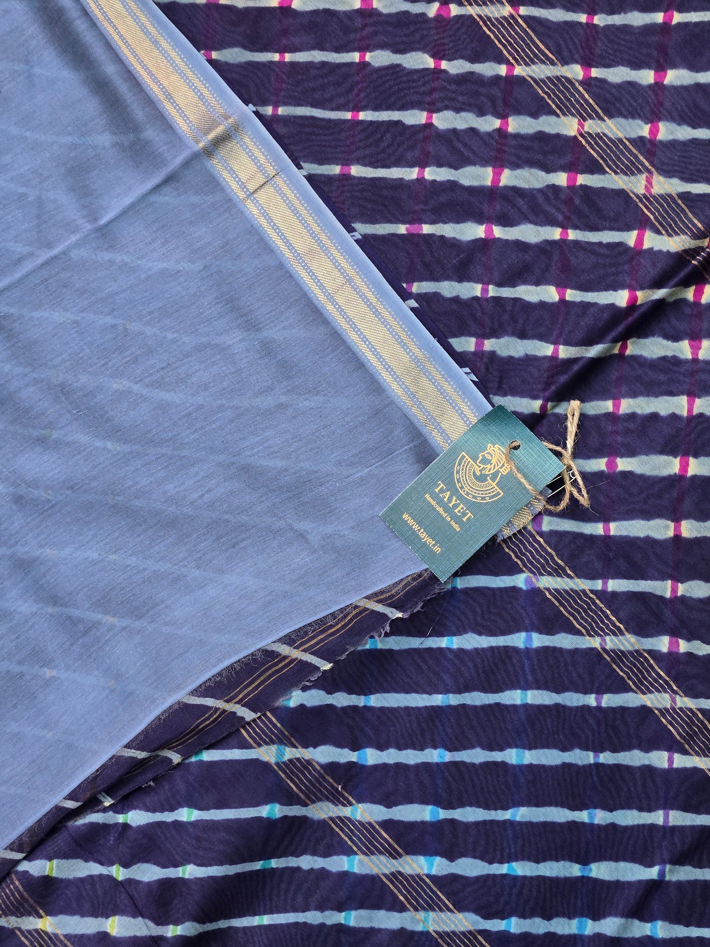 BLUE TIE DYE MOTDA SILK COTTON SAREE