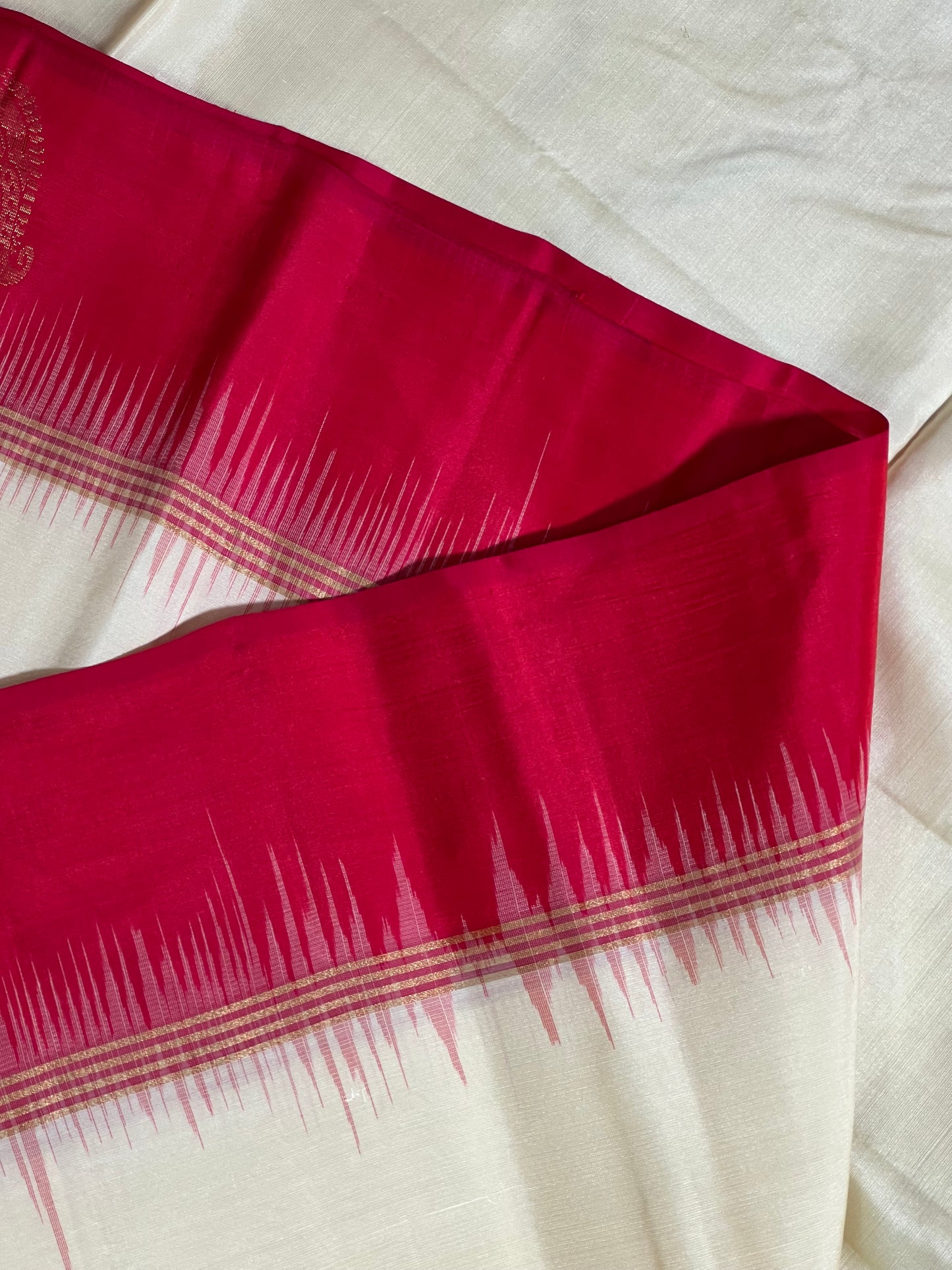 Off White Pure Silk Saree