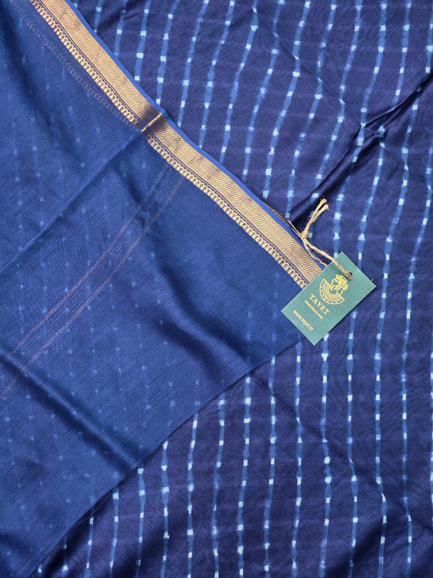 BLUE TIE DYE MOTDA SILK COTTON SAREE