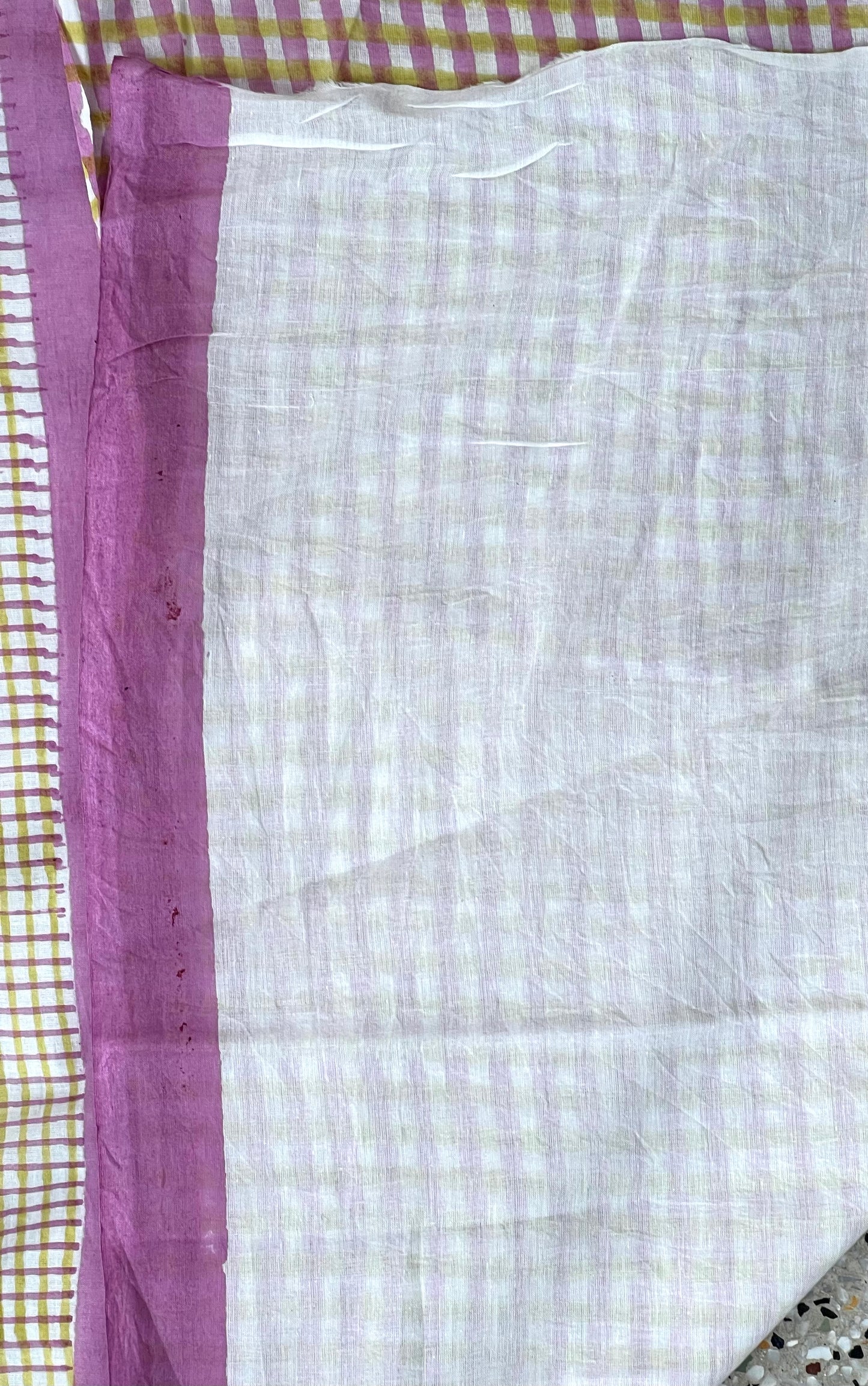 Peach Olive Printed Cotton Saree