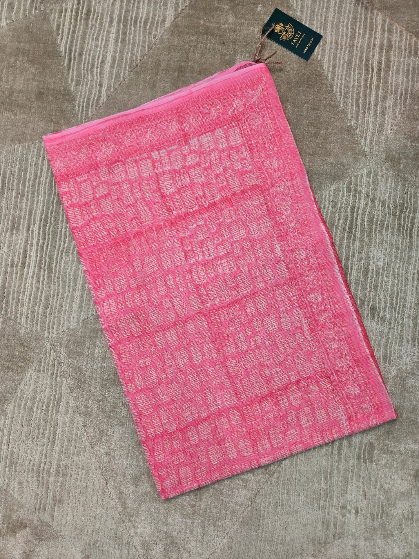 PINK HANDBLOCK KOTA DORIYA SAREE