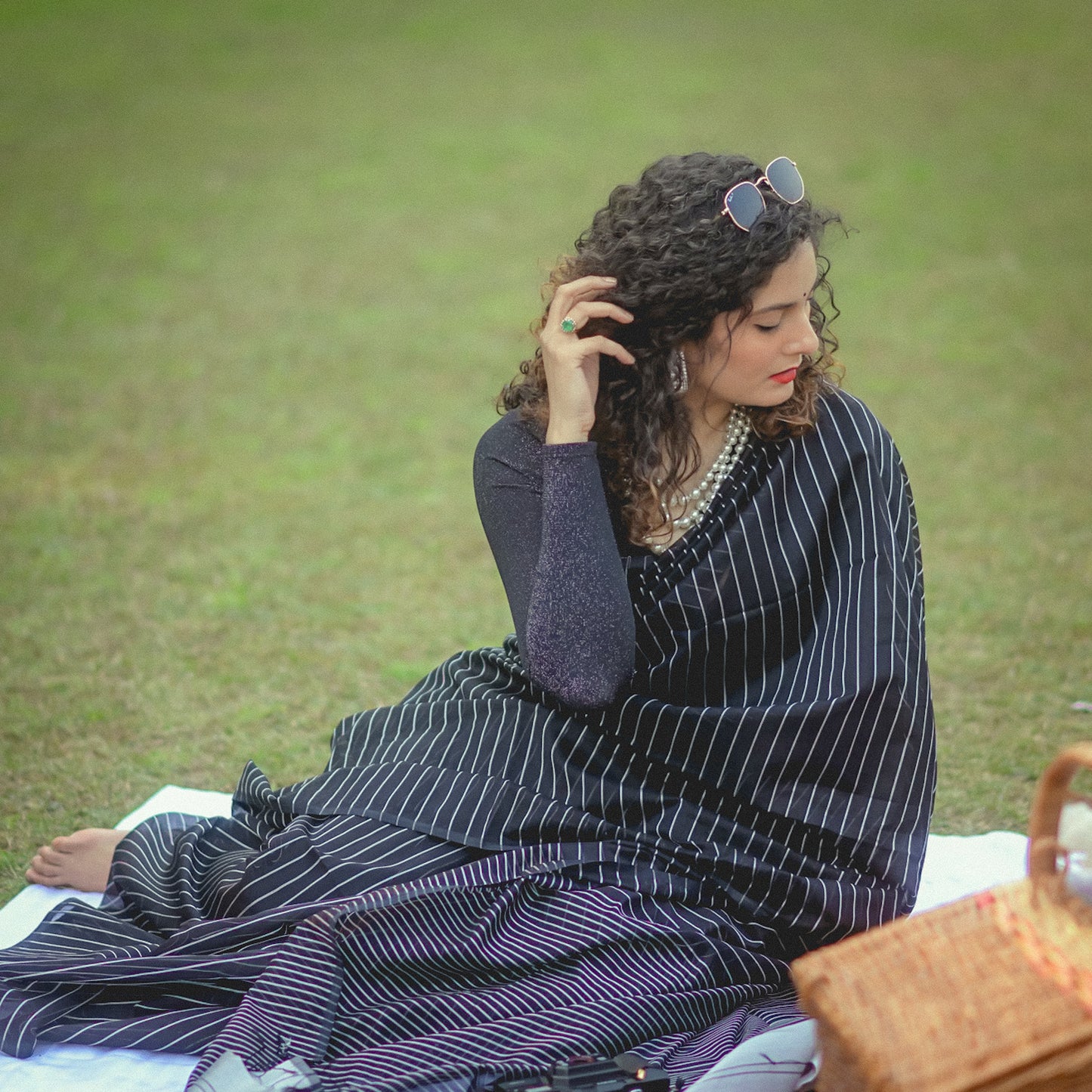 Black Maheshwari Cotton Silk Handloom Saree