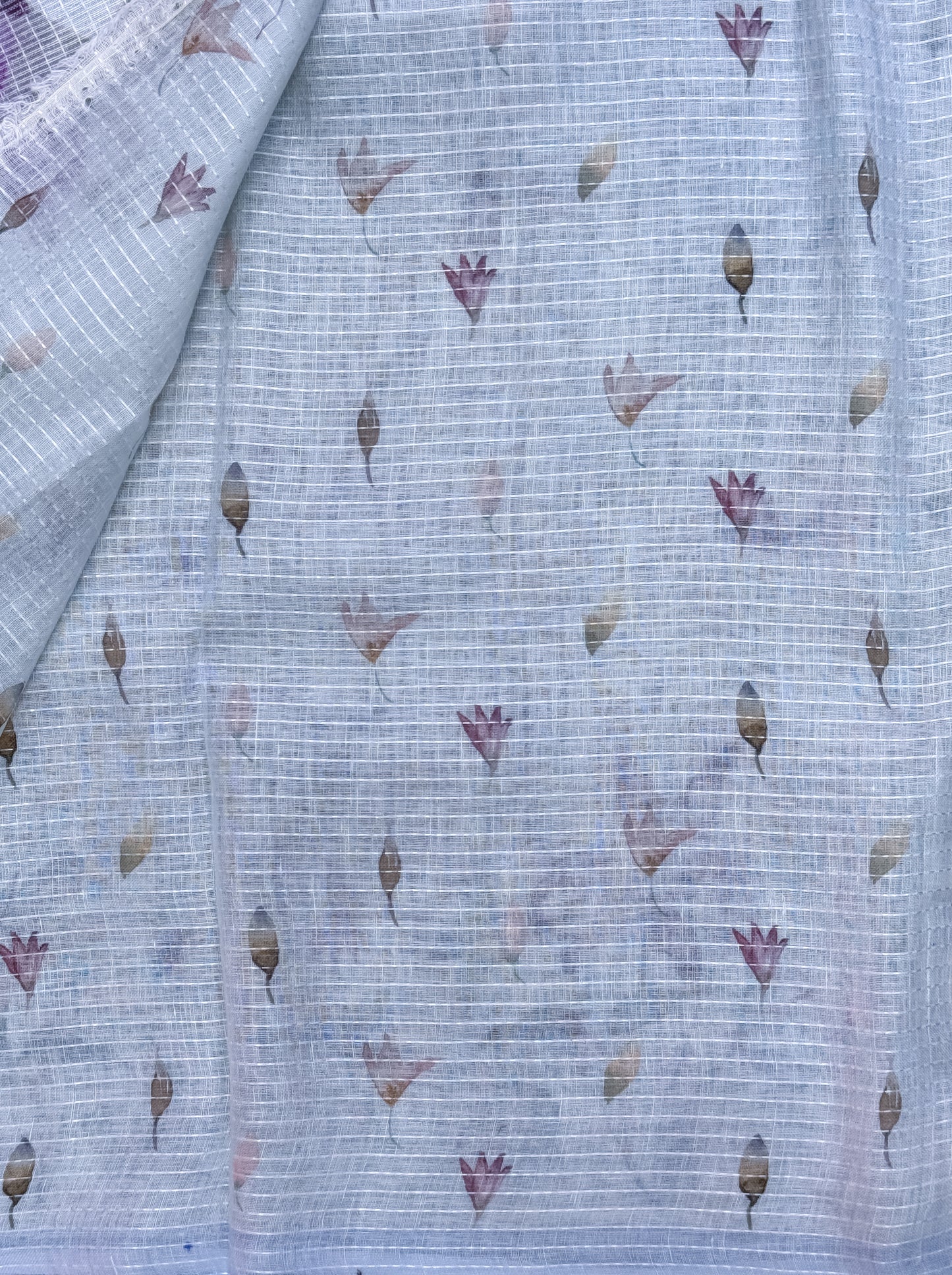 Blue Printed Linen Saree