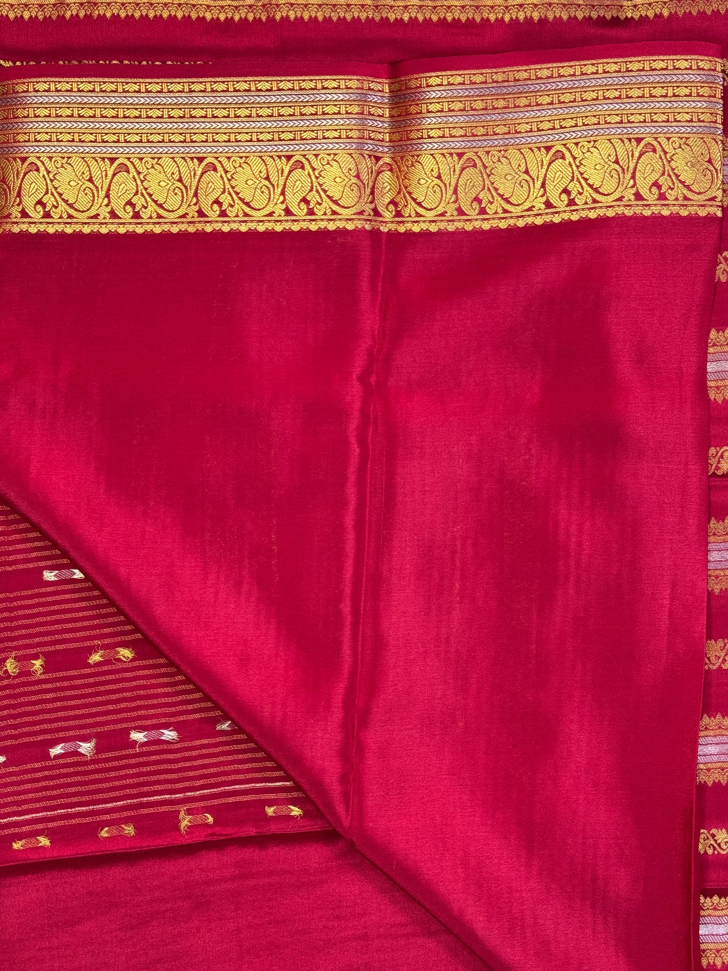 Red Mysore Crepe Silk Saree