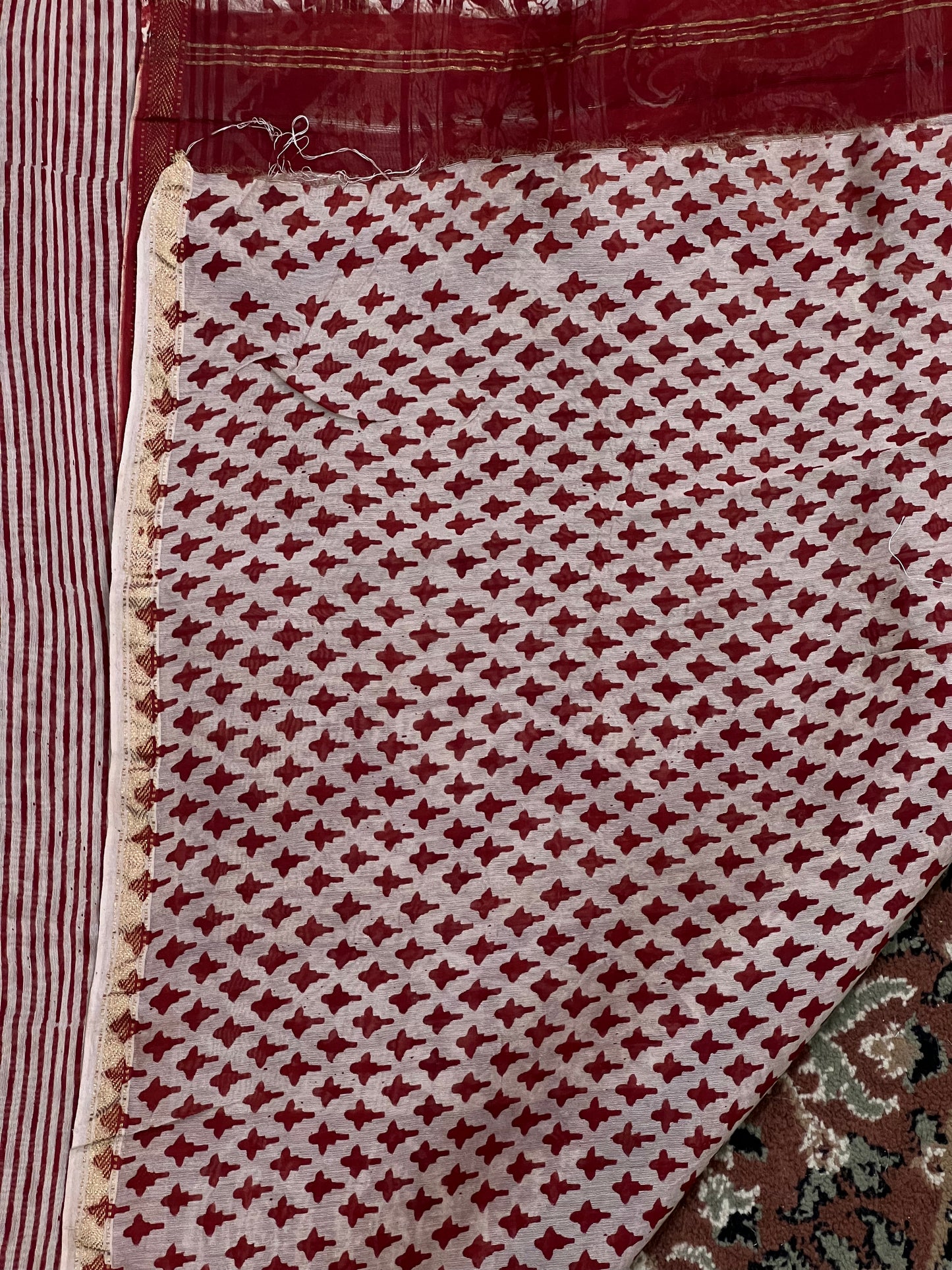 Maroon Printed Cotton Silk Saree