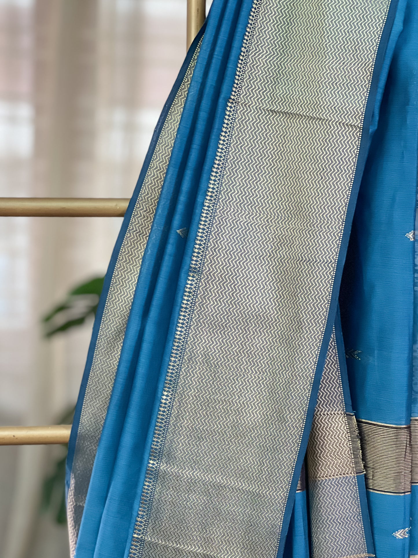 Blue Maheshwari Silk Cotton Saree