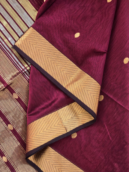 Maroon Maheshwari Silk Cotton Saree