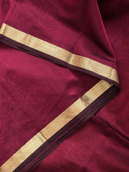 Maroon Maheshwari Silk Cotton Saree