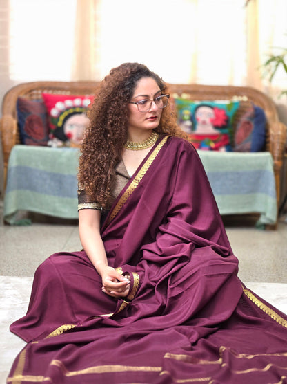 Rich Maroon Mysore Crepe Silk Saree