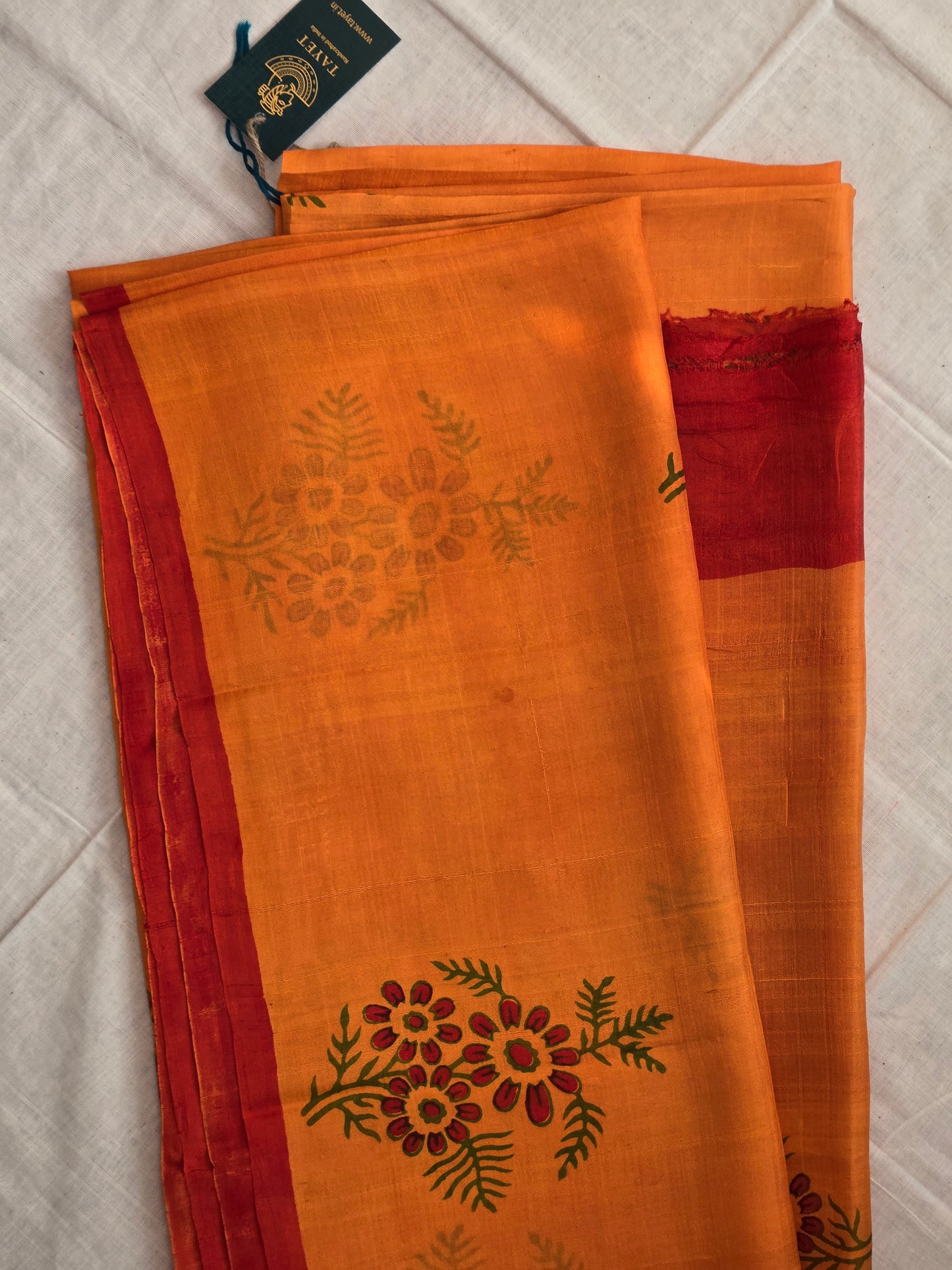 Orange Pure Silk Printed Saree