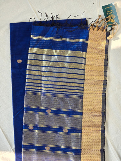 Blue Maheshwari Silk Cotton Saree