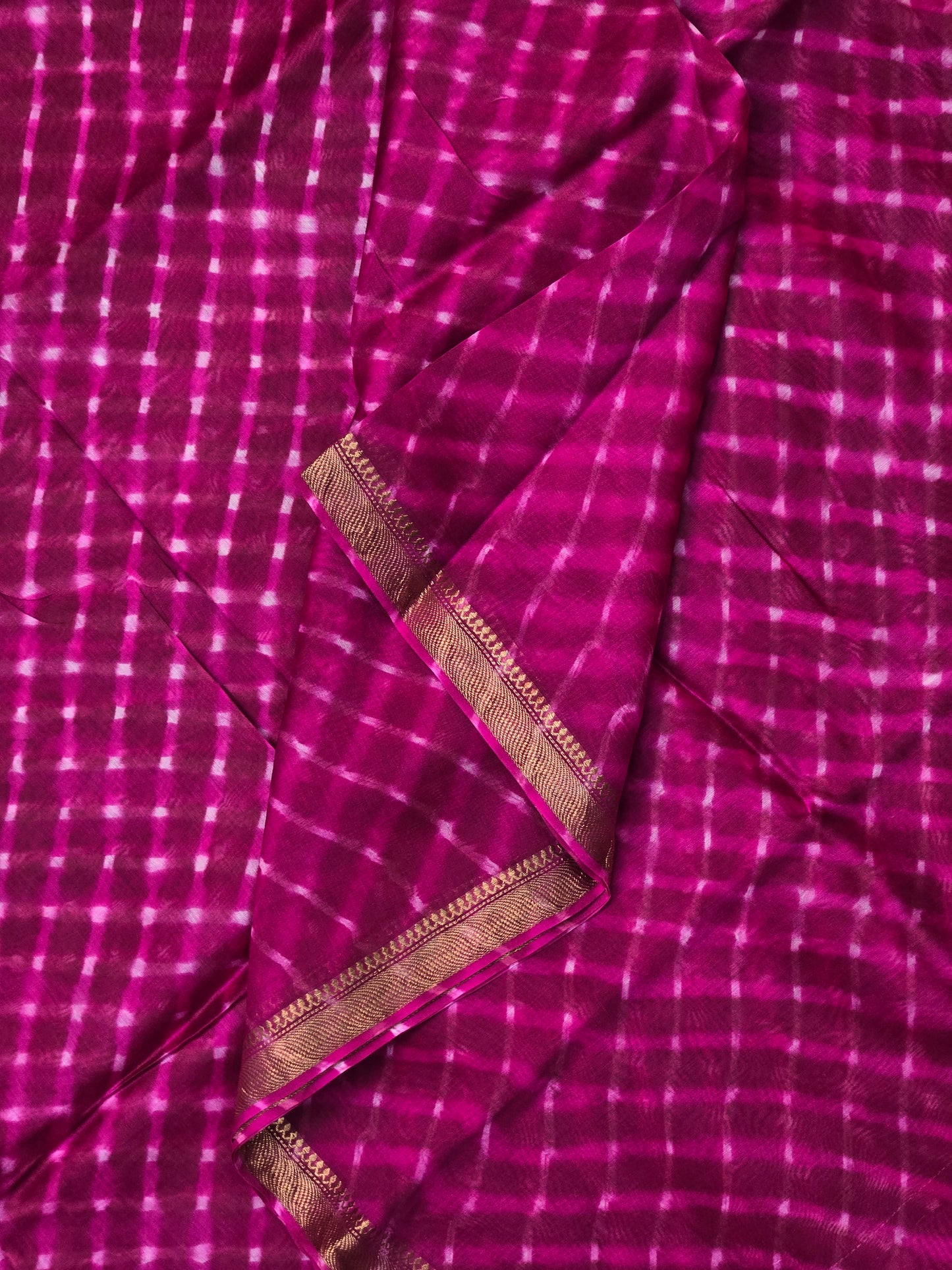 PINK TIE DYE LEHARIYA SILK COTTON SAREE