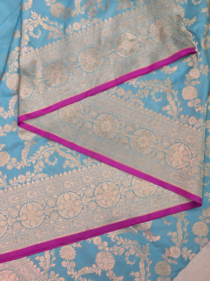 Sky Blue Banarasi Handloom Silk Saree