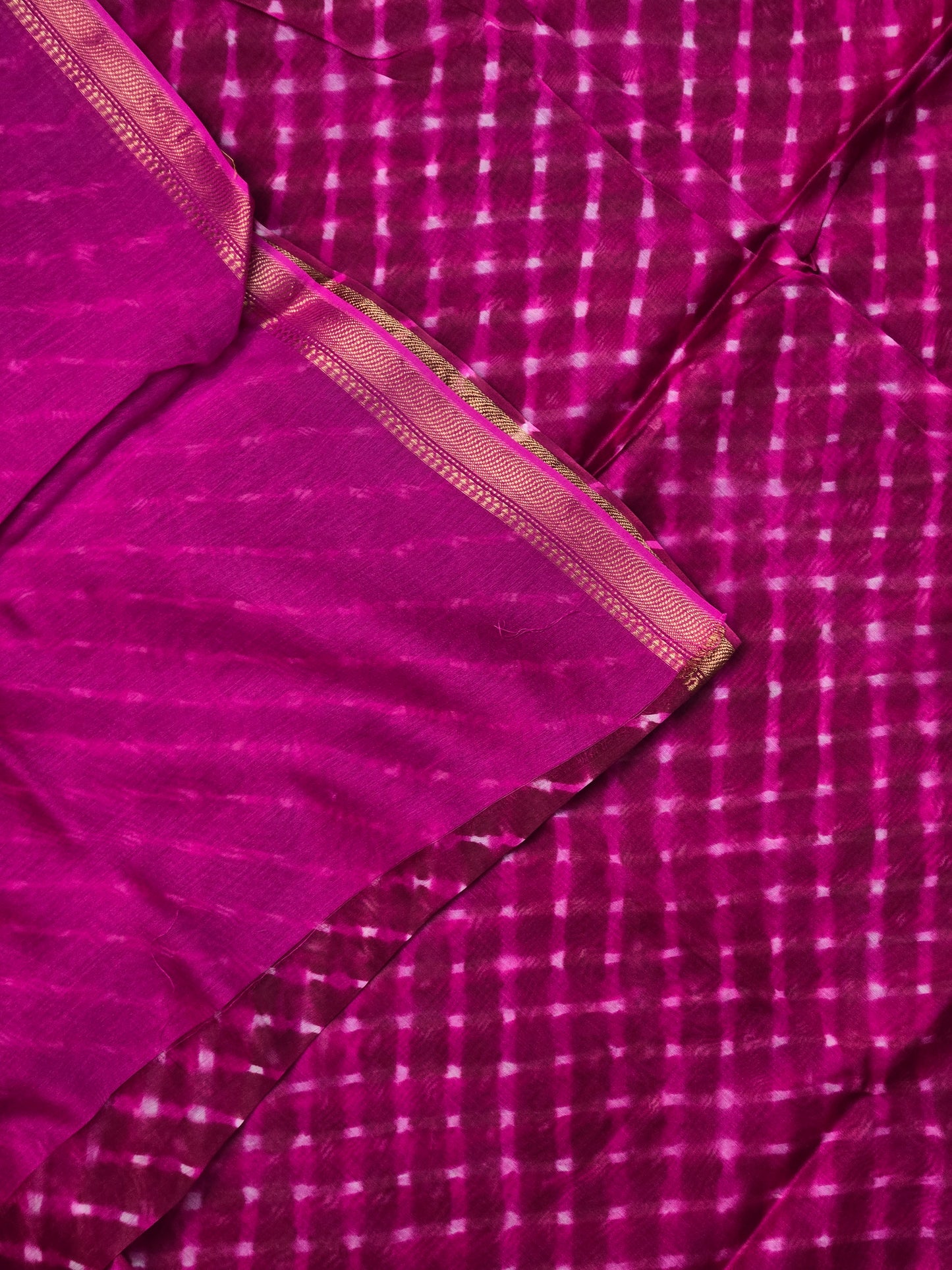 PINK TIE DYE LEHARIYA SILK COTTON SAREE