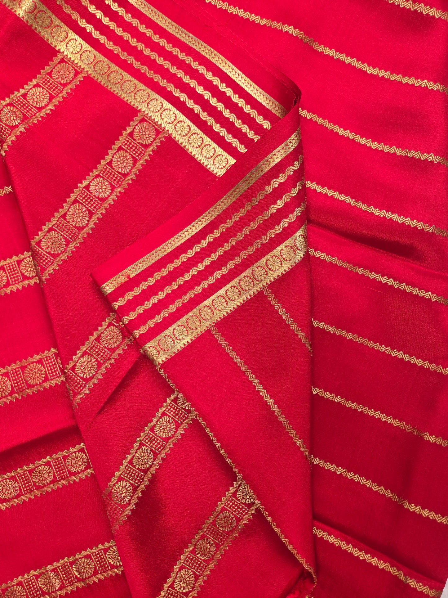 Red Mysore Crepe Silk Saree