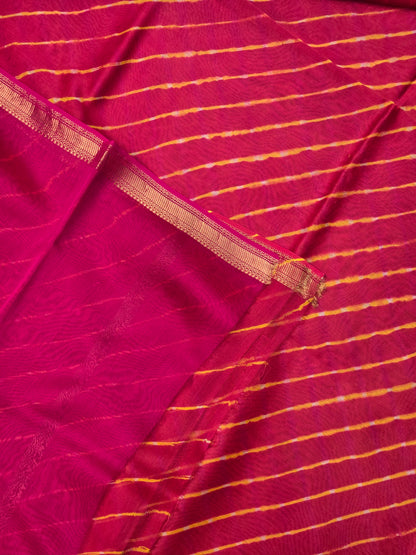 RED TIE DYE LEHARIYA SILK COTTON SAREE