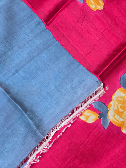 Pink Printed Pure Silk Saree