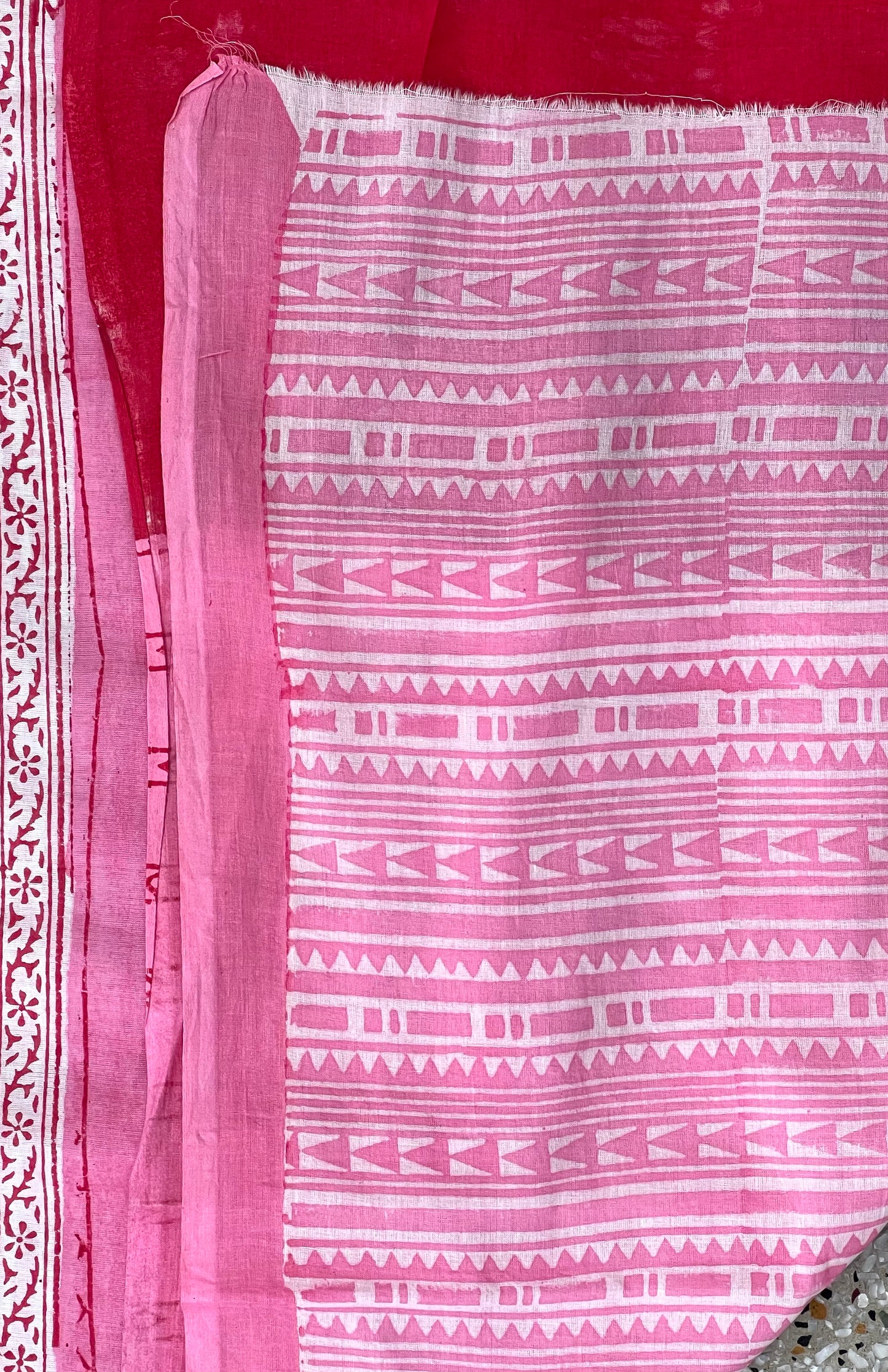 Pink Printed Cotton Saree