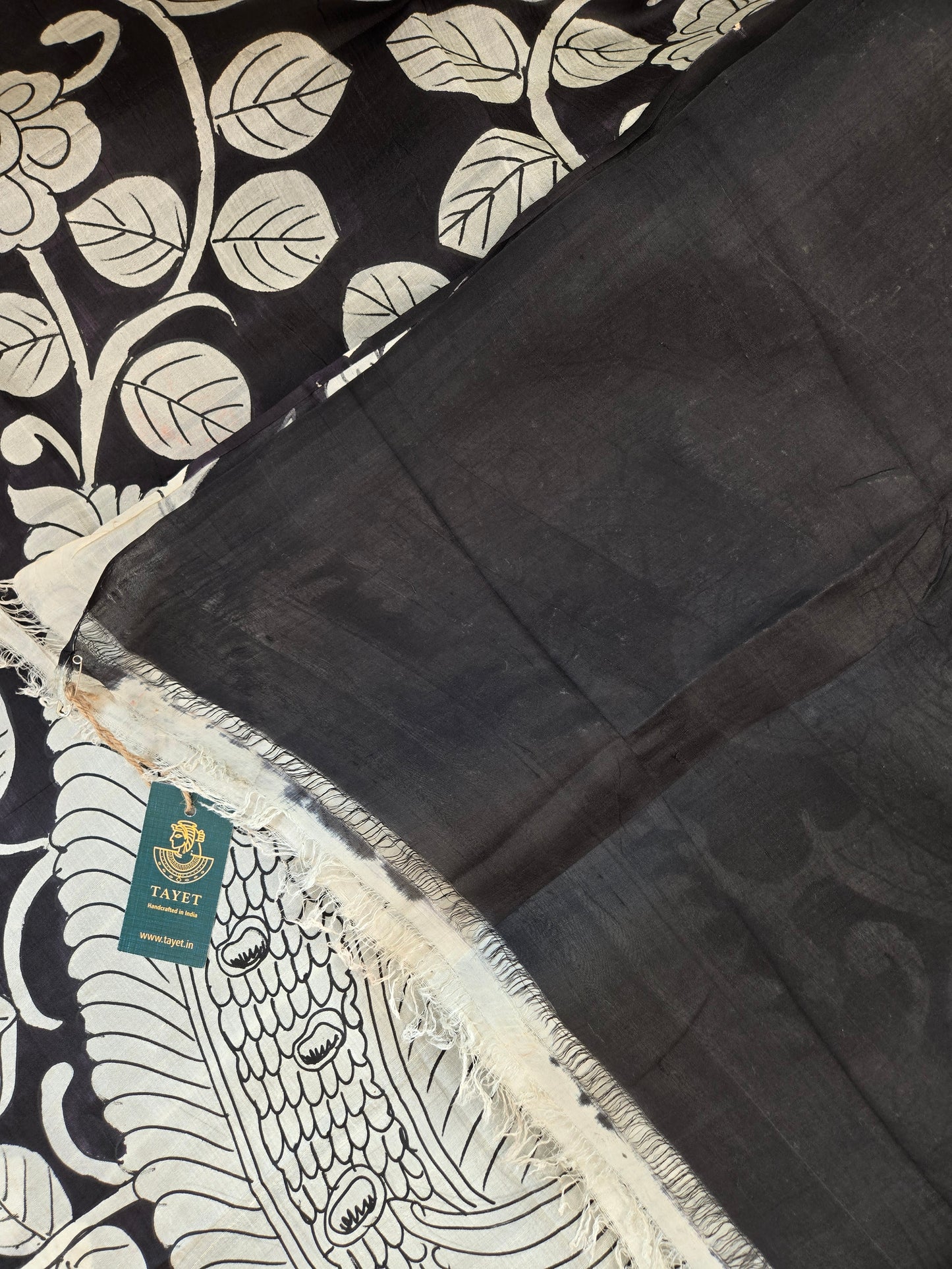 Black Painted Mulberry Silk Saree