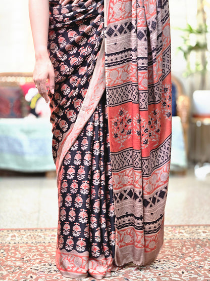 Black Modal Printed Saree