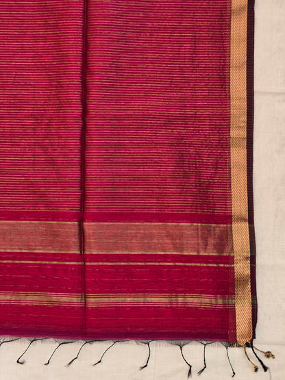 Maroon Maheshwari Silk Cotton Saree