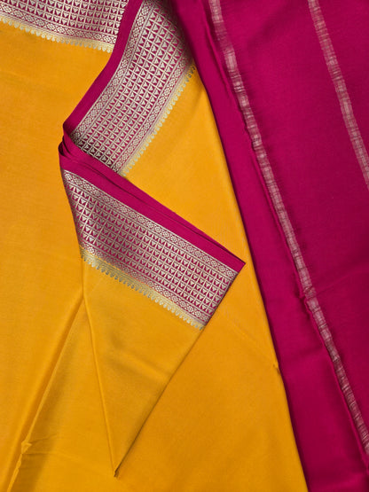 Mango Yellow Mysore Crepe Silk Saree