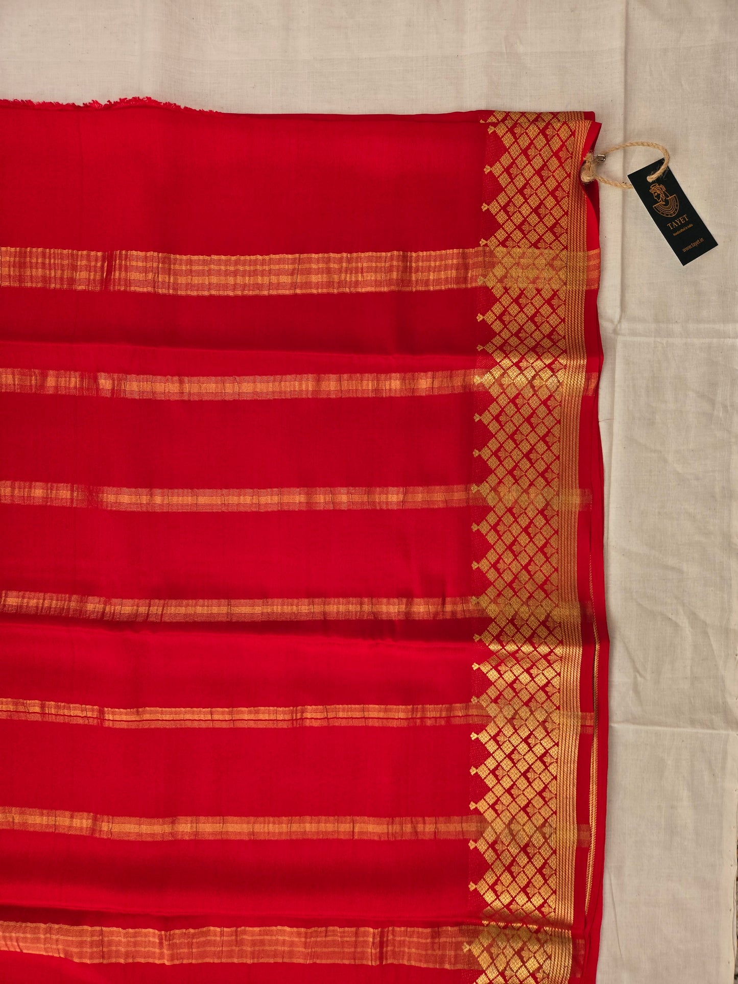 Red Mysore Crepe Silk Saree