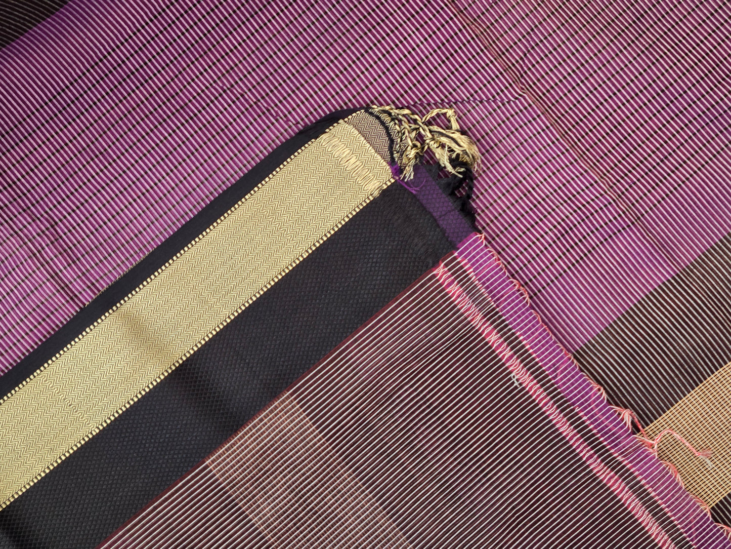 Purple Black Maheshwari Silk Cotton Saree