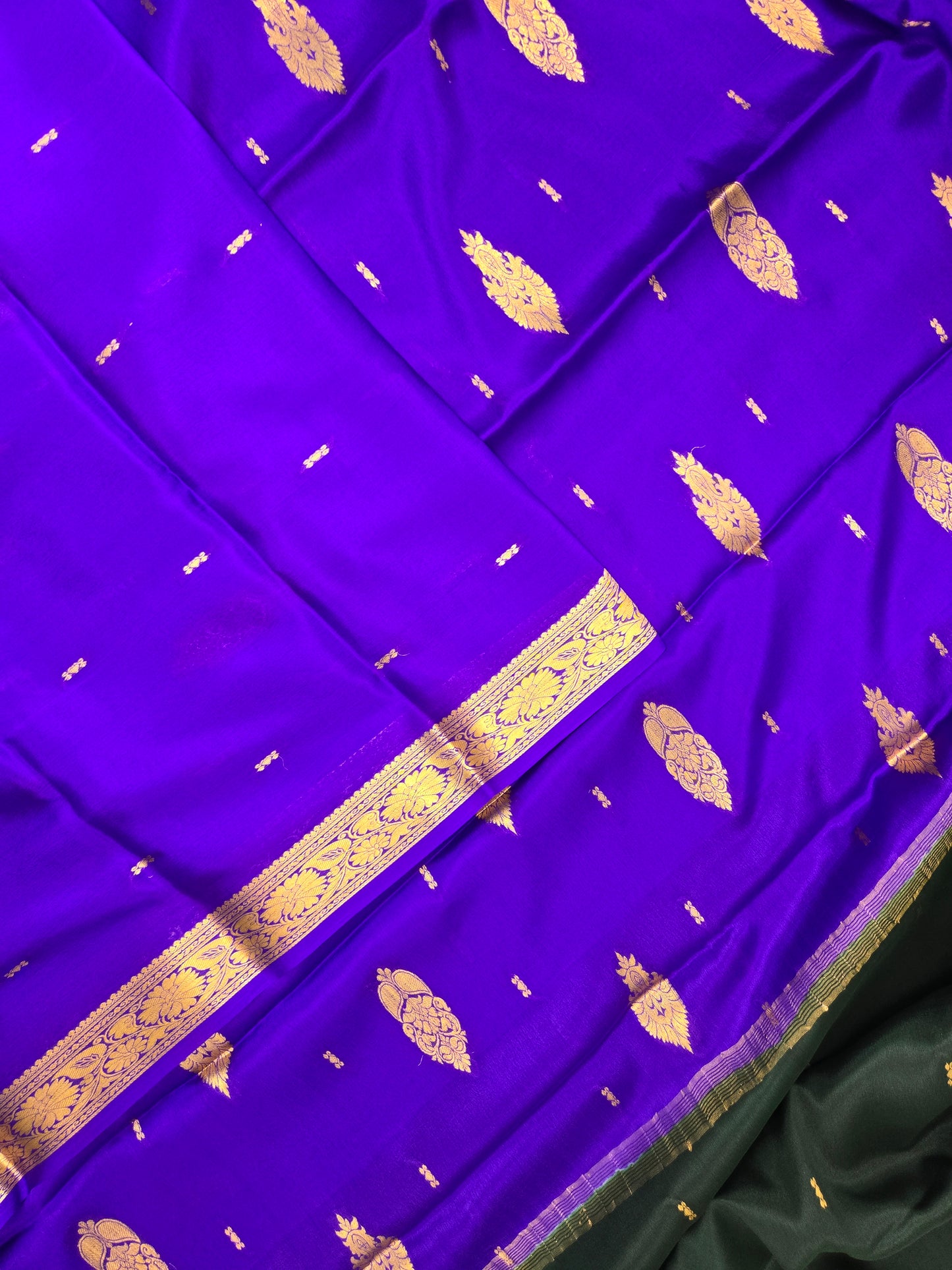 Dark Green Mysore Crepe Silk Saree