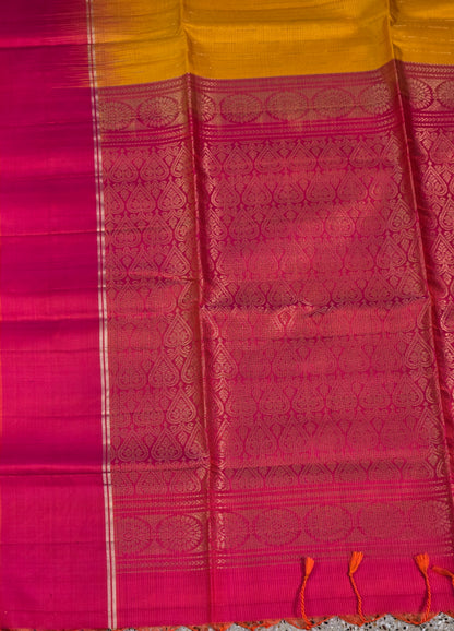 Yellow Pure Soft Silk Saree