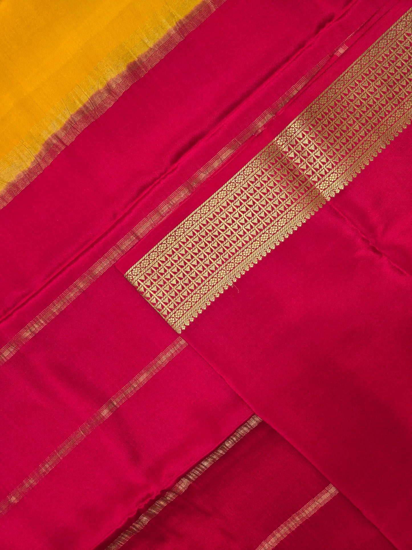 Mango Yellow Mysore Crepe Silk Saree