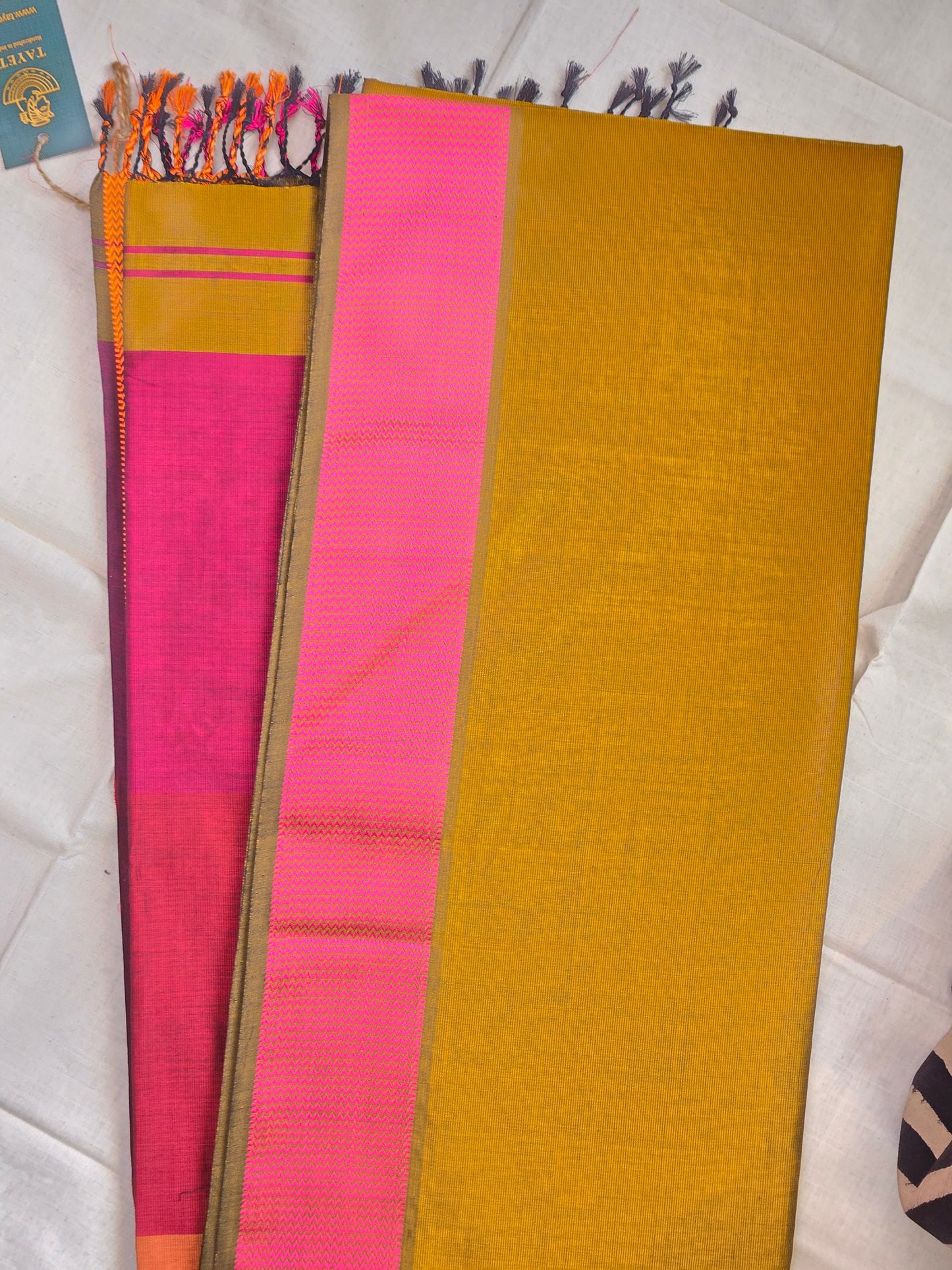 Mustard Green Maheshwari Silk Cotton Saree