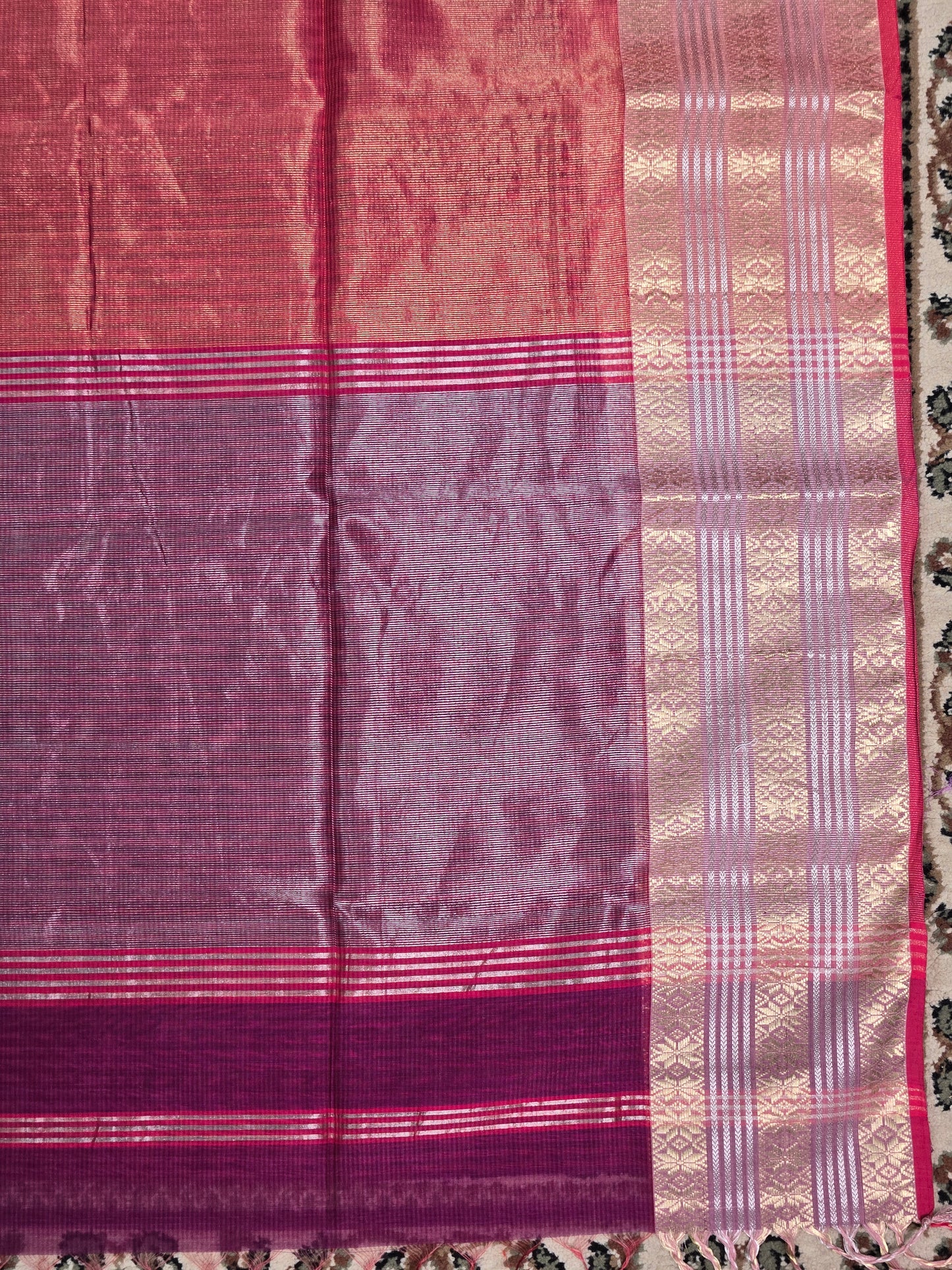 Magenta Silk Cotton Maheshwari Saree