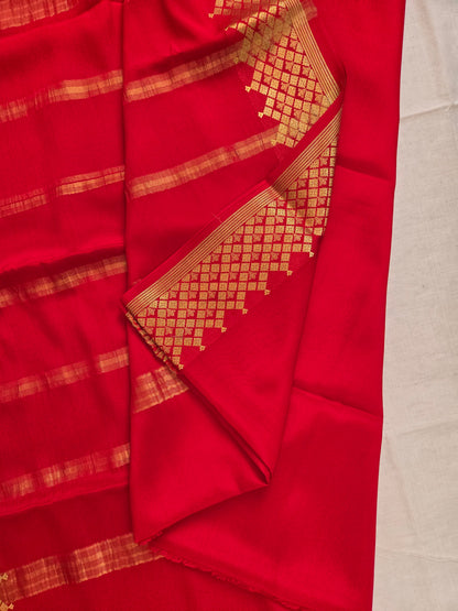 Red Mysore Crepe Silk Saree