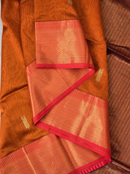 Rust Orange Silk Cotton Saree