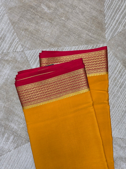 Mango Yellow Mysore Crepe Silk Saree