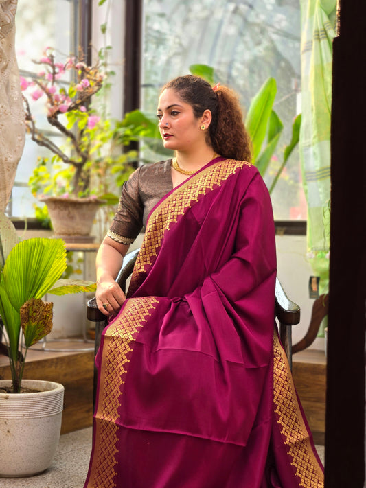 Magenta Mysore Crepe Silk Saree