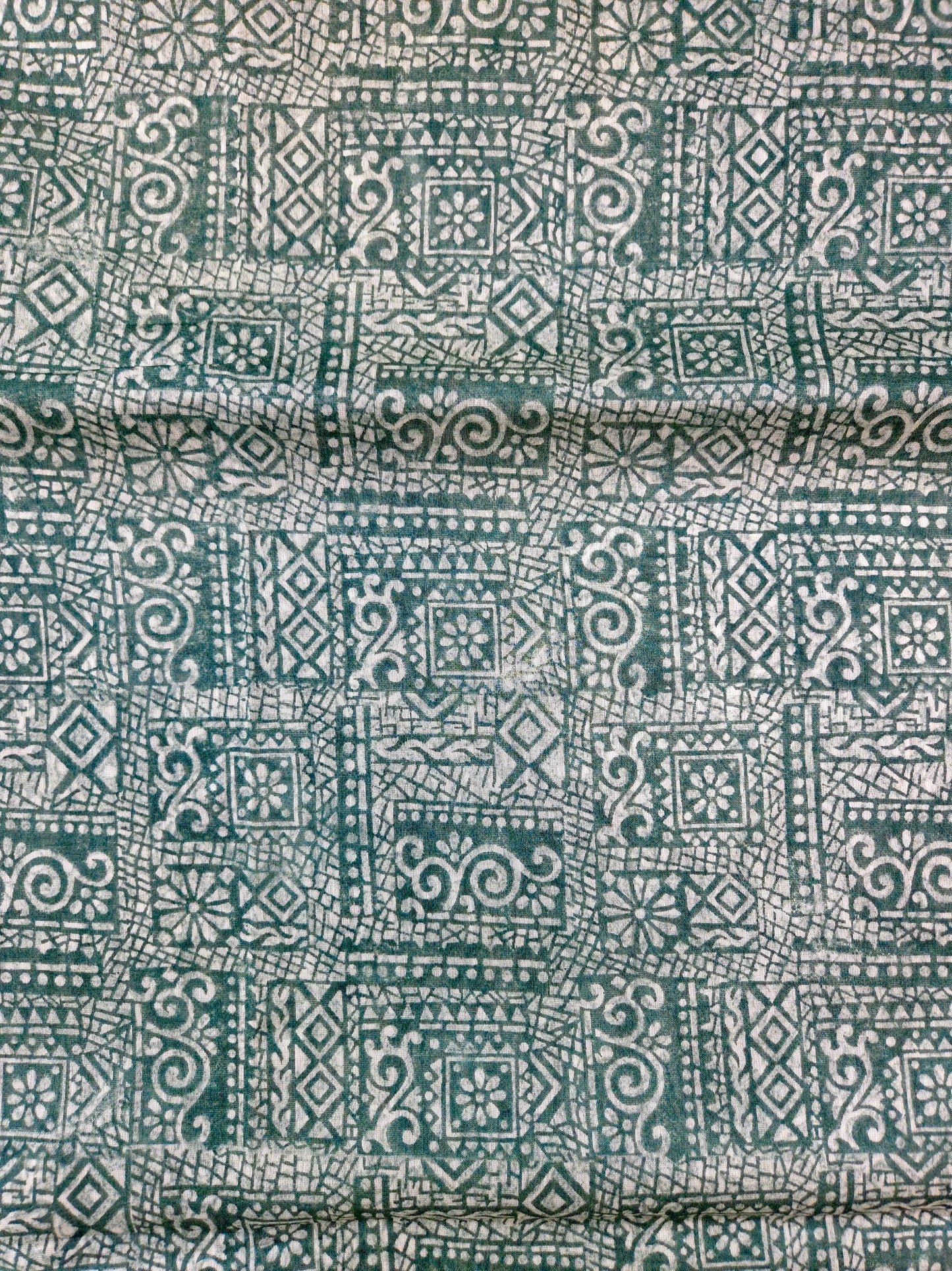 Green Printed Silk Cotton Saree 1