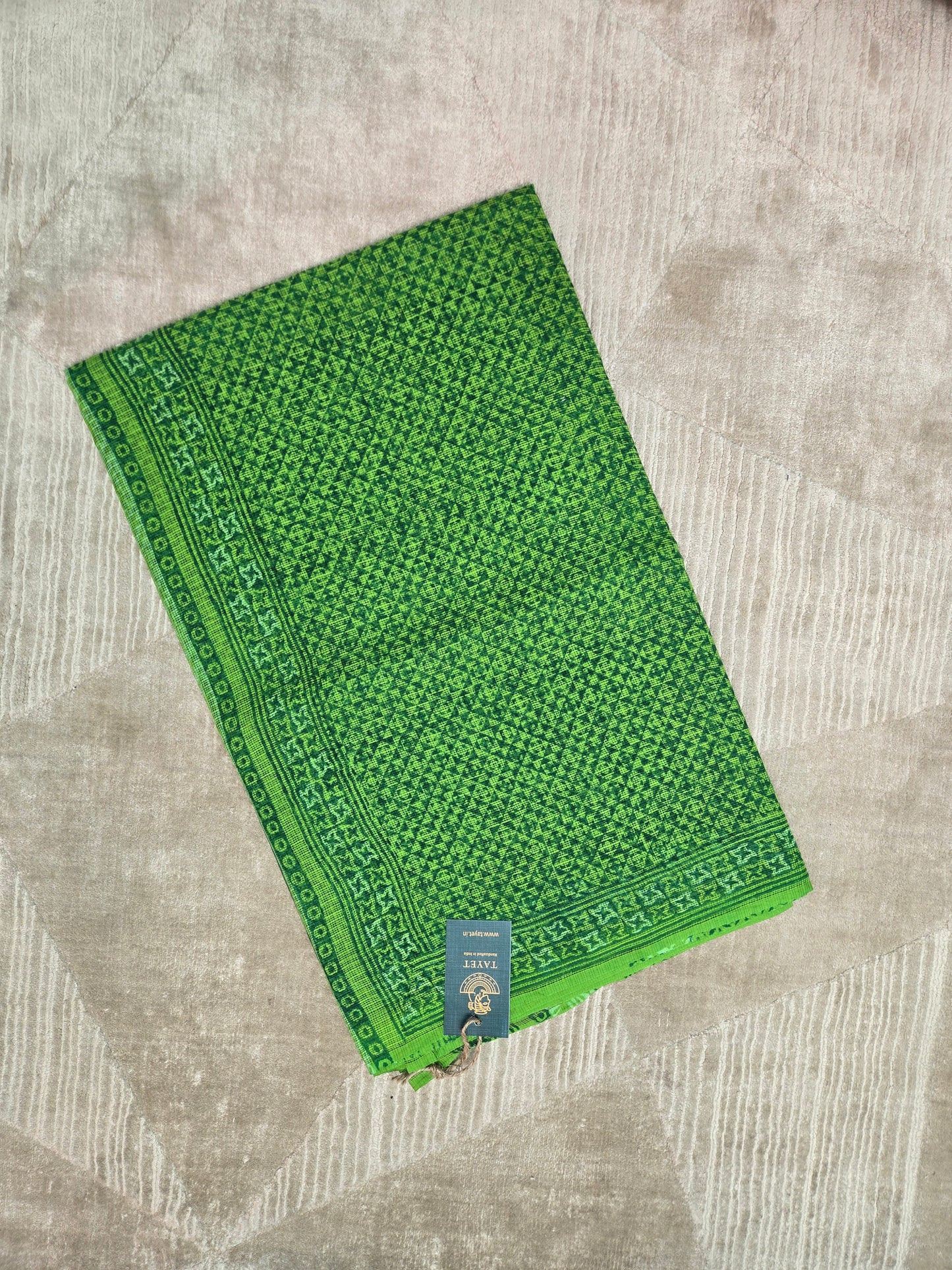 GREEN HANDBLOCK KOTA DORIYA SAREE