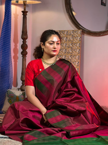 Maroon Pure Soft Silk Saree