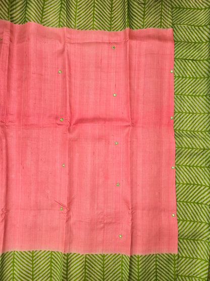 Pink Printed Pure Silk Saree