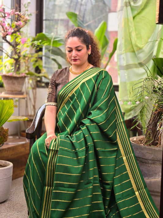 Green Mysore Crepe Silk Saree