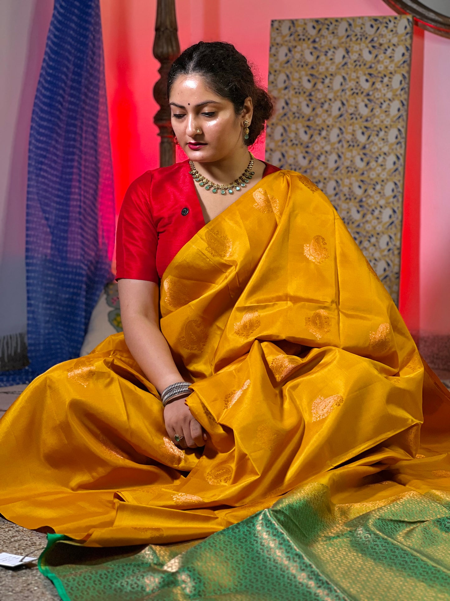 Yellow Pure Soft Silk Saree