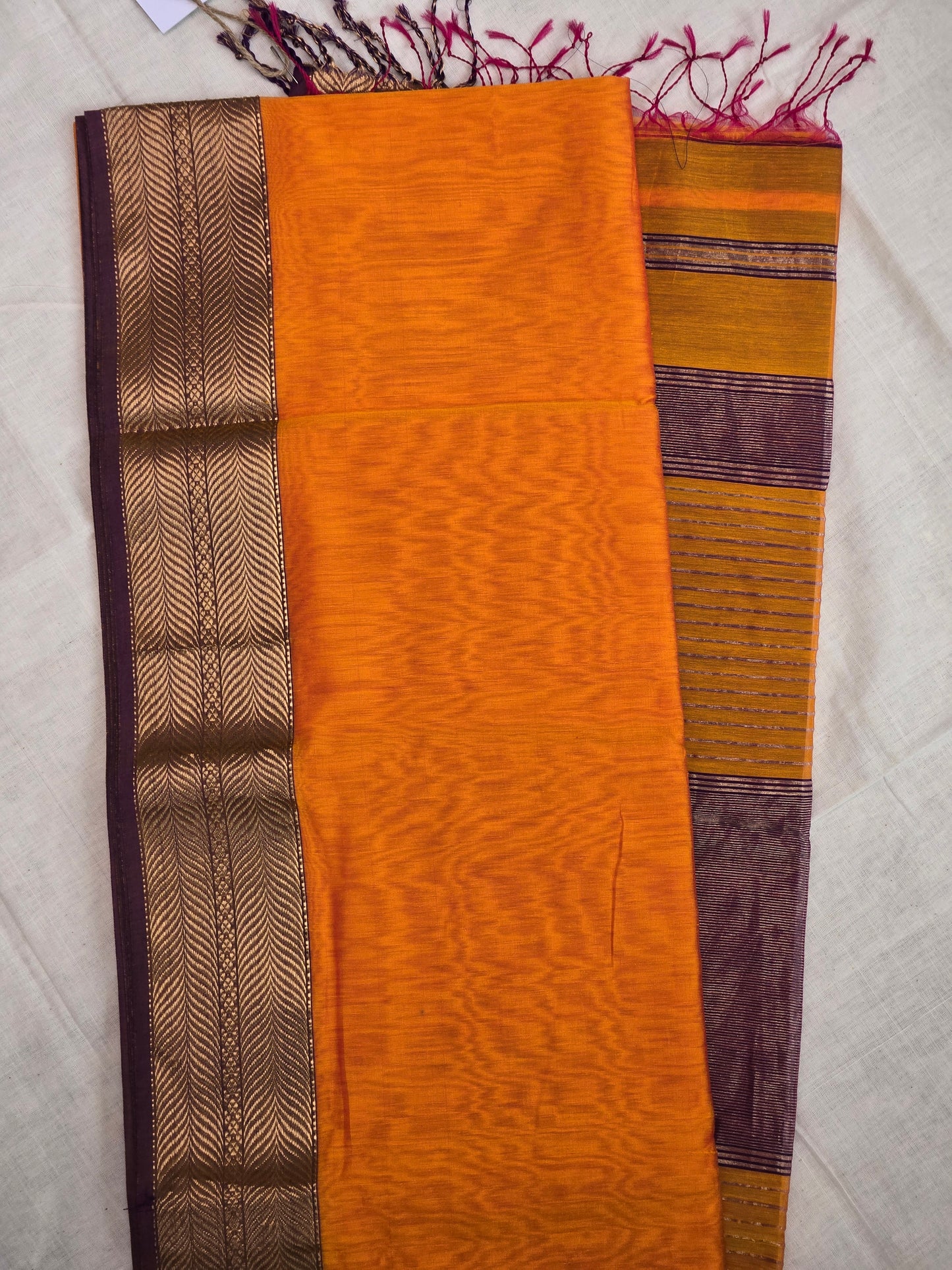 Orange Purple Silk Cotton Saree