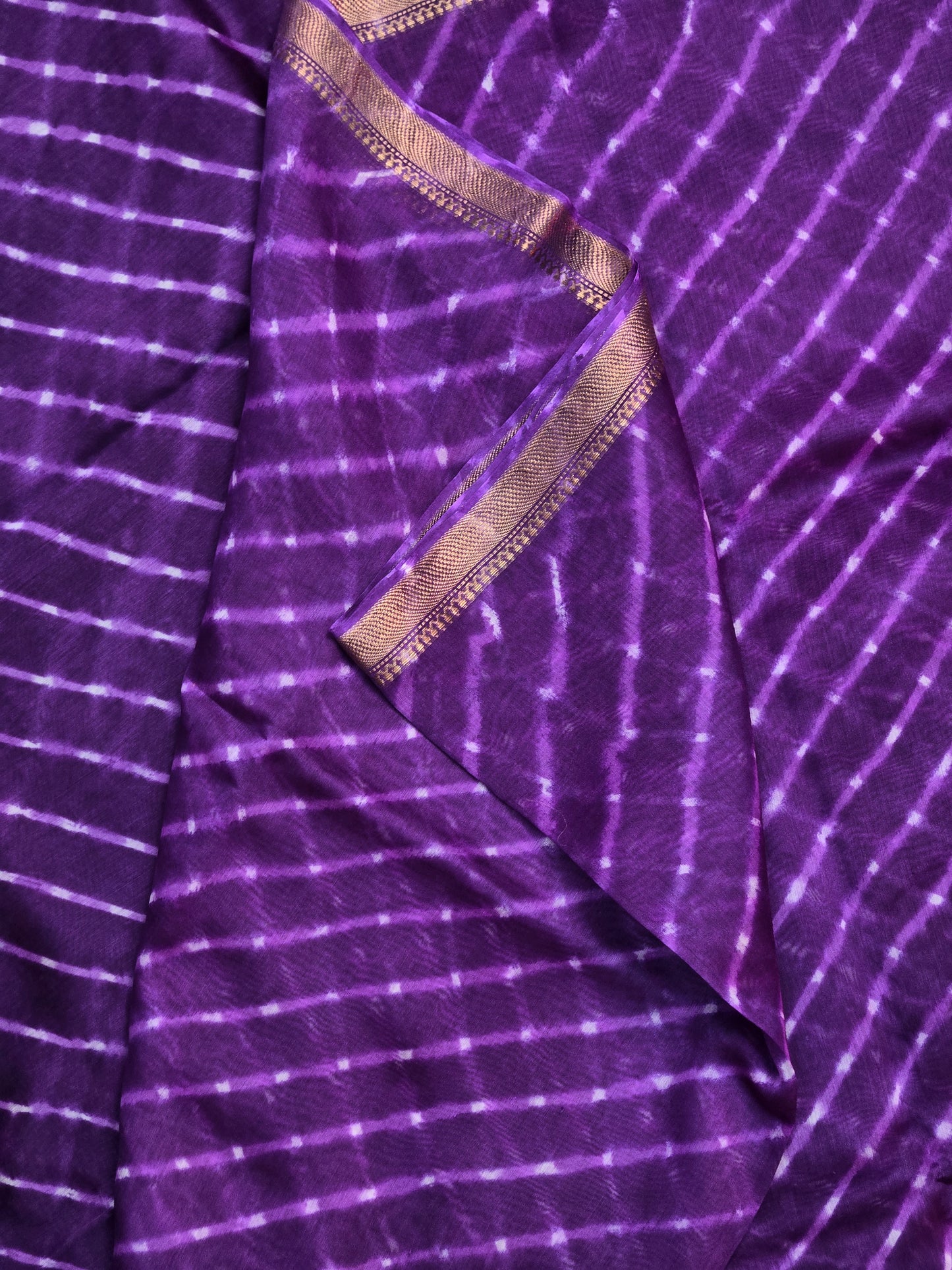 PURLE TIE DYE LEHARIYA SILK COTTON SAREE