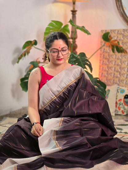 Dark Maroon Pure Soft Silk Saree