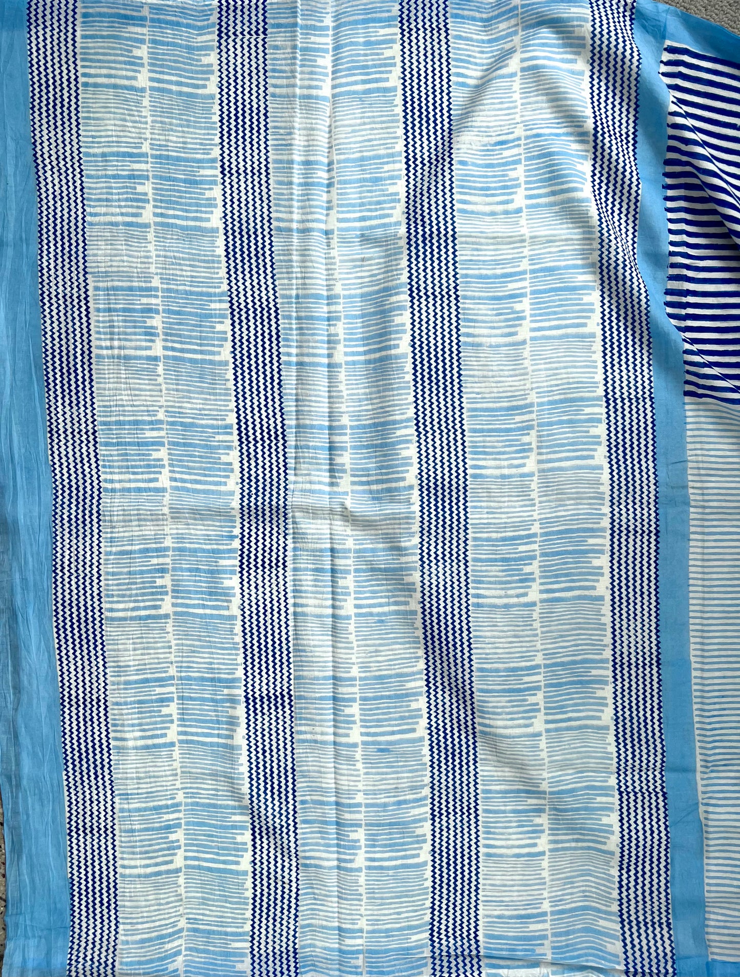 Blue Printed Cotton Saree 2