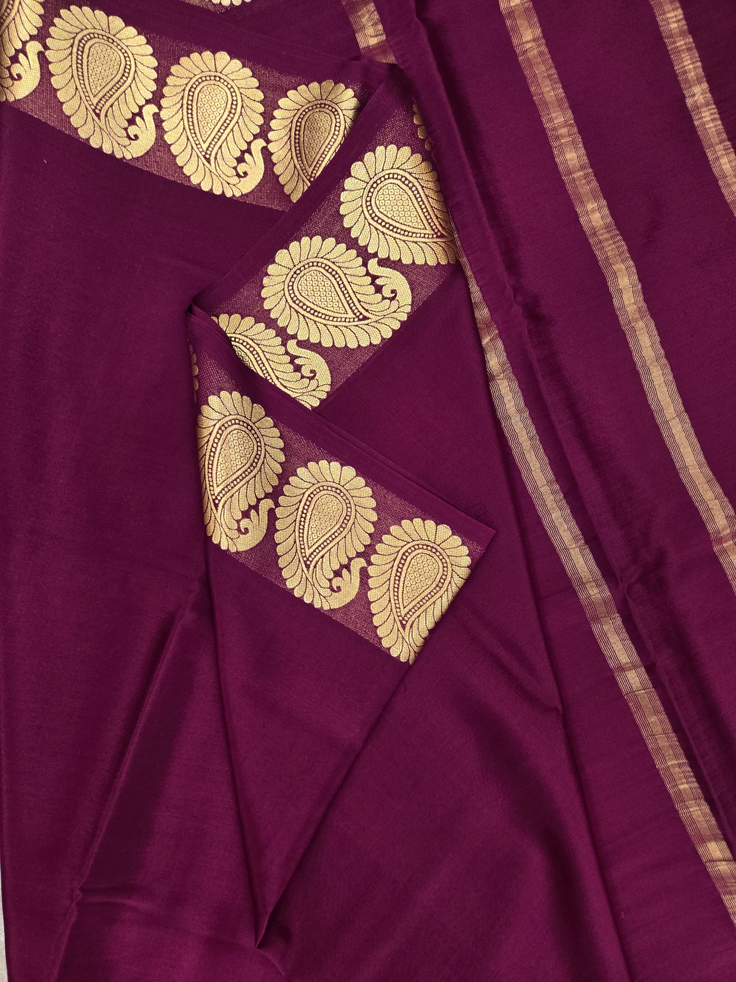 Rich Maroon Mysore Crepe Silk Saree