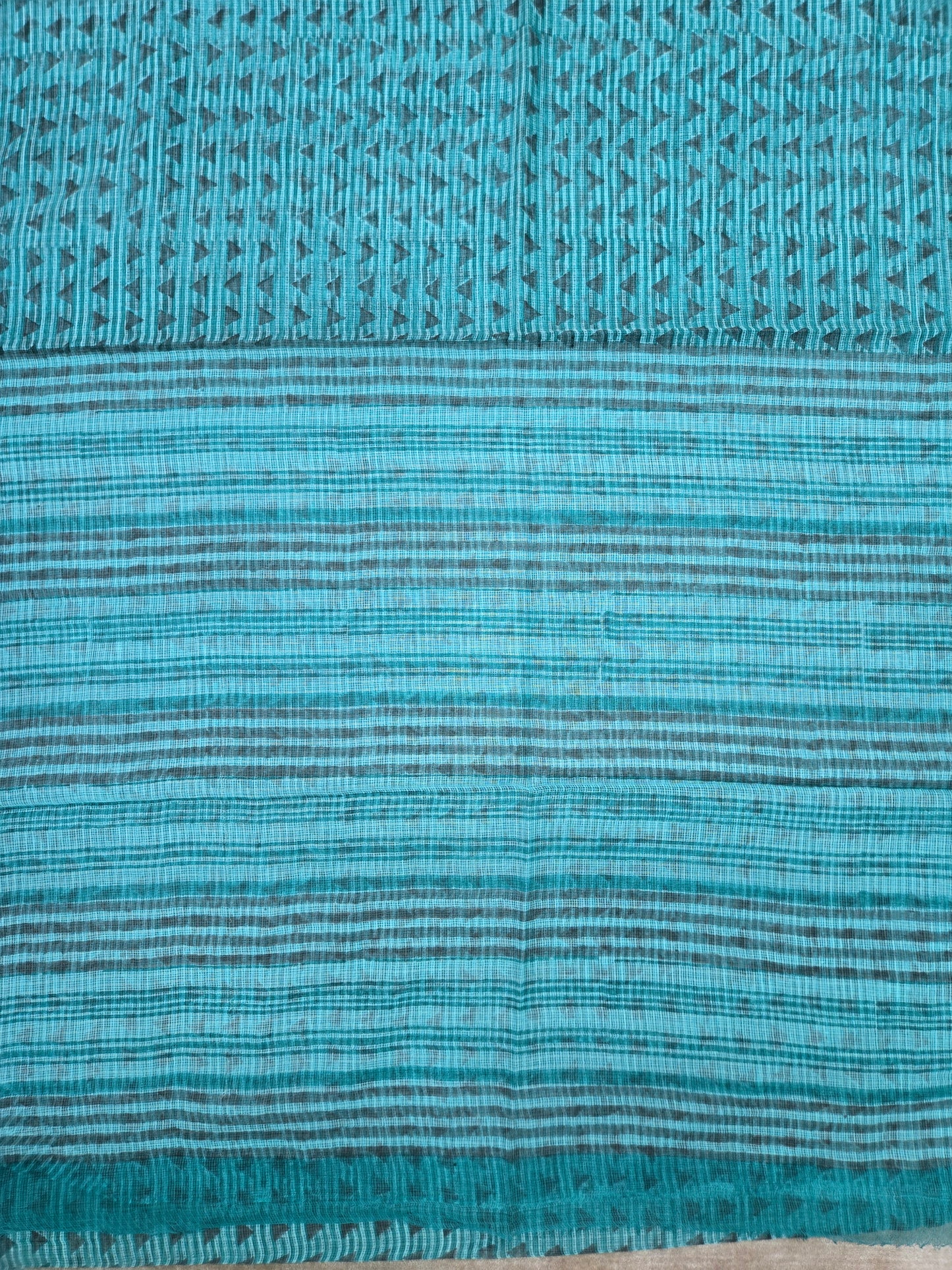 BLUE HANDBLOCK KOTA DORIYA SAREE