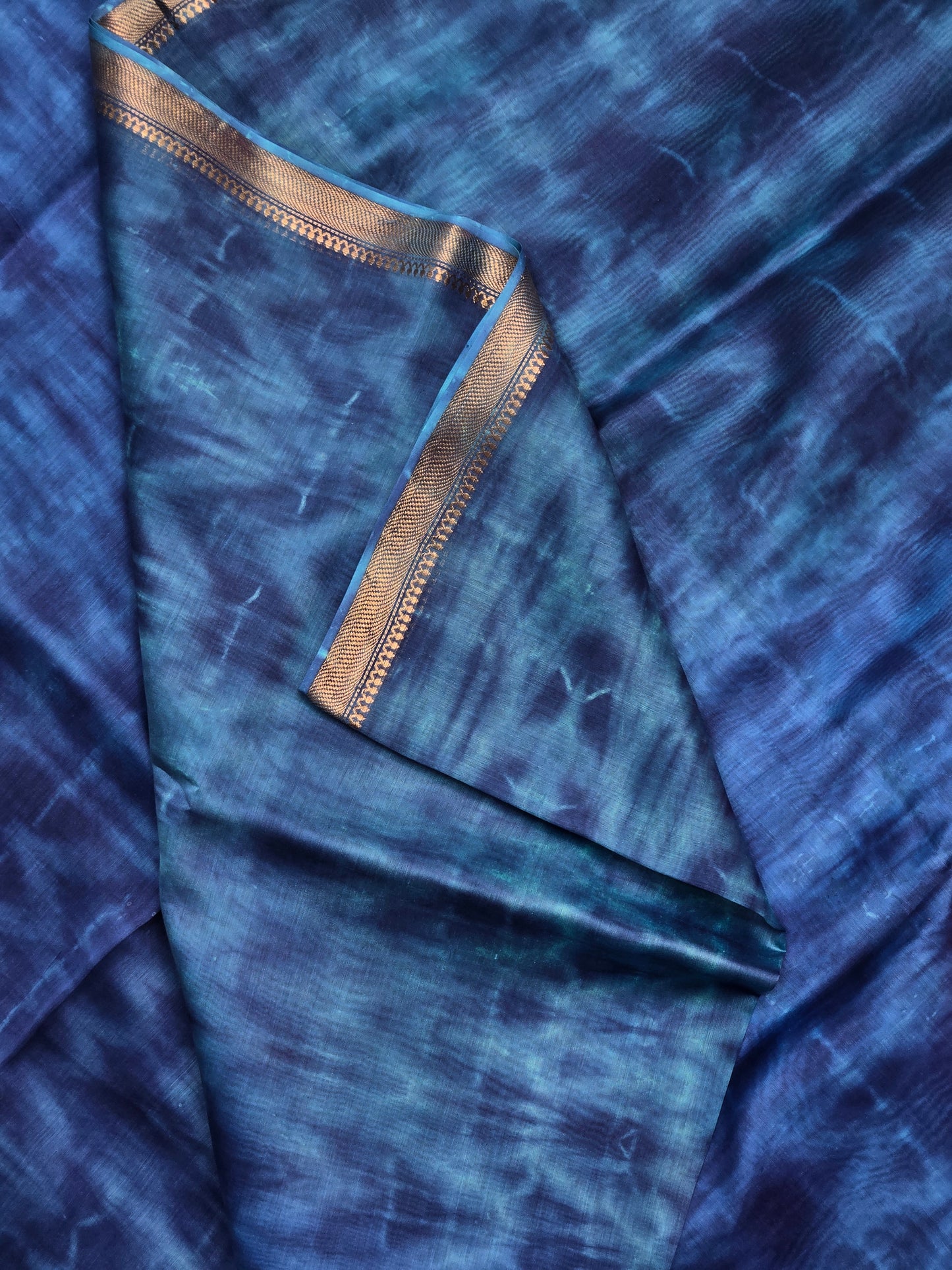 BLUE SHIBHORI SILK COTTON SAREE